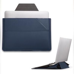 Tech Carry Sleeve 2-1 Bag & Stand-Compatible 14” Laptop-Deep Blue